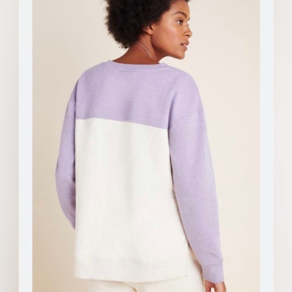 Anthropologie Saturday Sunday Colorblocked Purple Oversized Sweatshirt Pullover - Picture 3 of 10